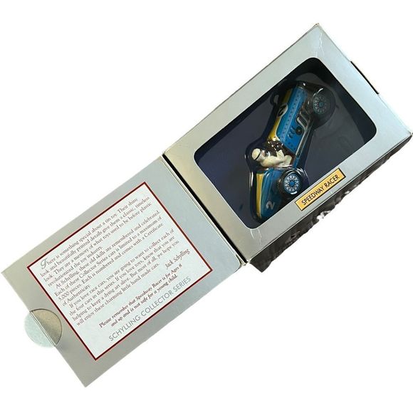 Schylling Speedway Racer Classic Tin Car Driver #2 Blue Original BOX Vintage - Picture 8 of 10